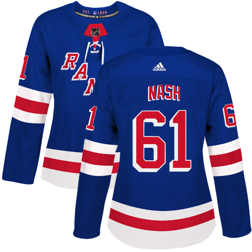 Adidas Rangers #61 Rick Nash Royal Blue Home Authentic Women's Stitched NHL Jersey
